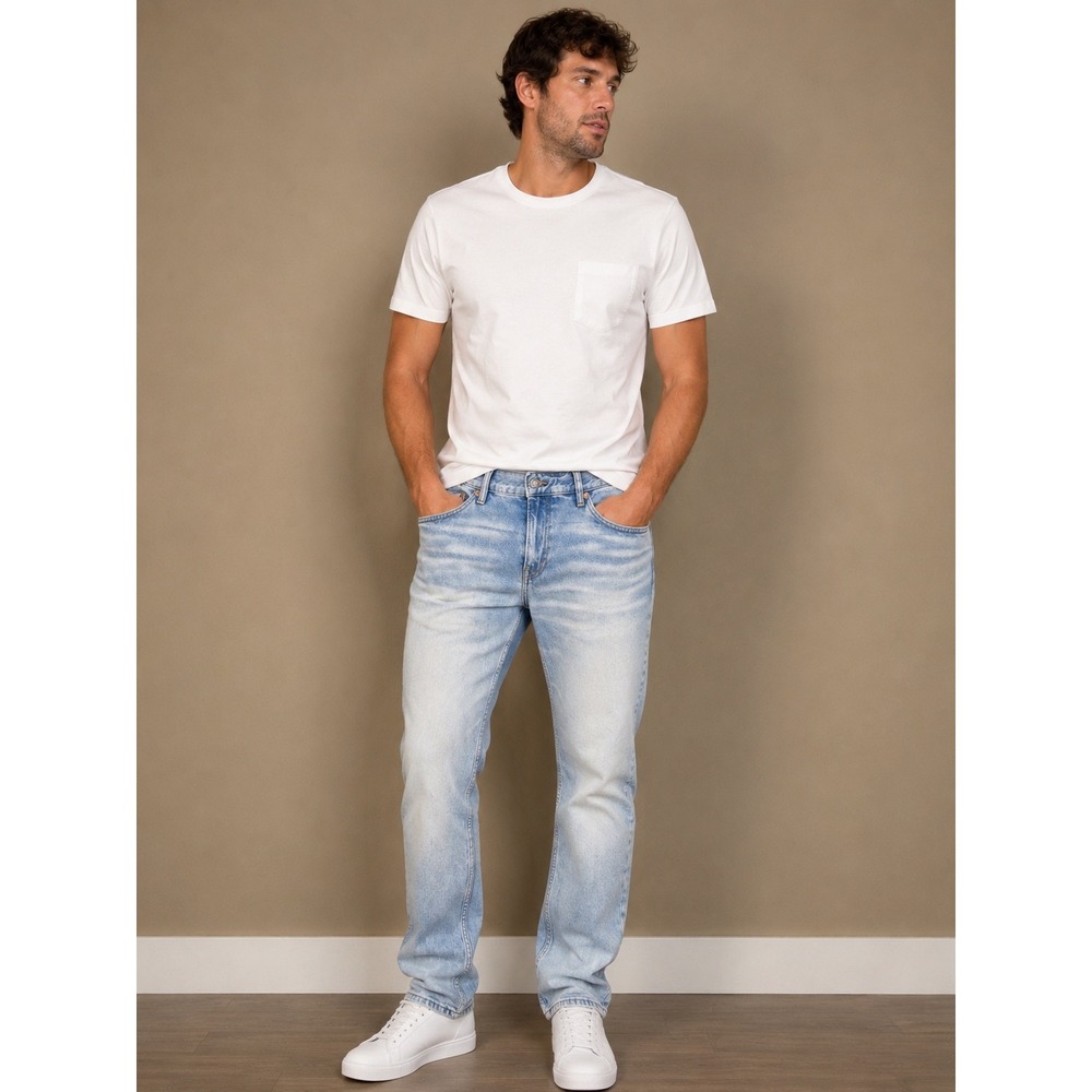 H&M Men's Slim‎ Fit Jeans Light Wash Faded Denim Size 38/32